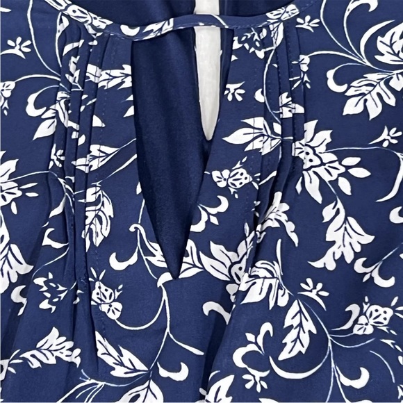 Express Dress Womens Medium Navy Blue Floral Long Sleeve Lace Trim - Picture 16 of 16